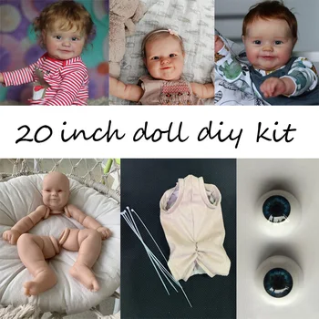 20 Palčni Rodi Punčko za Vgradnjo DIY Prazno Baby Doll Kit Soft Touch Lutke Otroka Unpainted Nedokončane Nesestavljeni Lutka Deli Modre Oči