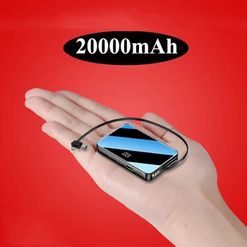 20000mAh Prenosni Mini Power Bank za Xiaomi Huawei iPhone Samsung Mini Poverbank Full Screen Zunanji Polnilec Powerbank