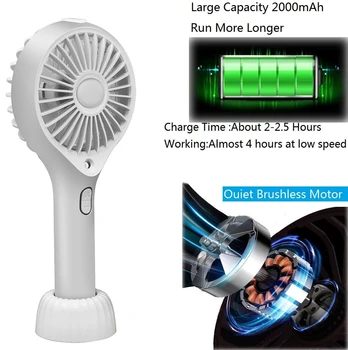 2000mAh Mini Ventilator USB Polnilne Prenosni Ročni Zračnega Hladilnika Namizni Vodni curek za Hlajenje Vlažilnik za Zunanjo Office Home
