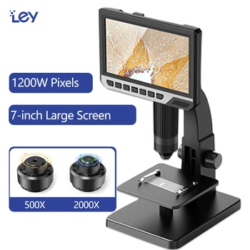 2000X Mikroskop z Luči, Stojalo Digitalno Elektronsko Lupo Spajkanje za Mobilni Telefon Popravilo Visoko Jasno, 7-Palčni LCD-Zaslon