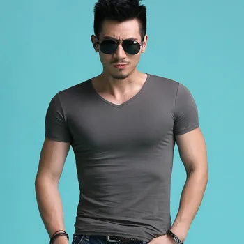 2019 poletne moške kratke oplaščeni t-shirt korejska različica trend pol-sleeved vitko telo majica poletje moška oblačila