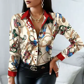 2020 Modni Trend Ženske Slim V-neck Majica Kontrast Barve, Dolg Rokav Top Visoke pasu Tesen vgradnjo Tiskanje Pomlad Jesen Bluzo
