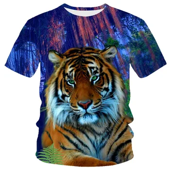 2020 Nova moška T-shirt 3D tiskanih živali nesramna tri-dimenzionalni tiger T-shirt kratek rokav smešno oblikovanje priložnostne vrhovi