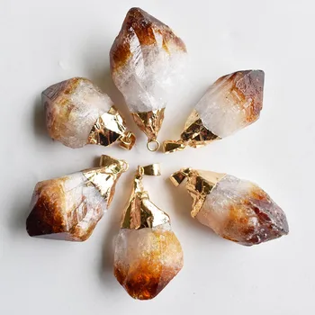 2020 Novo Naravnega Kamna Nepravilnih Obeski rumeni Kristali Amuleti Za DIY Nakit, Izdelava 6pcs/veliko Wholesal brezplačna dostava