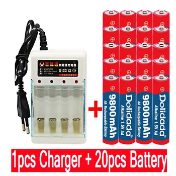 2020 Novo Oznako AA baterije 9800 mah polnilne baterije AA 1,5 V. Polnilna Novo Alcalinas drummey +1pcs 4-celično baterijo polnilnik