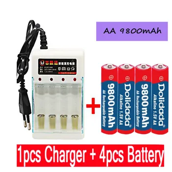 2020 Novo Oznako AA baterije 9800 mah polnilne baterije AA 1,5 V. Polnilna Novo Alcalinas drummey +1pcs 4-celično baterijo polnilnik