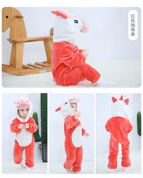 2020 Otroška Oblačila Za Malčke Romper Risanka Opica Fantje Dekleta Jumpsuit Novo Rojen Oblačila Hooded Malčka Krava Cute Raco Otroške Kostume