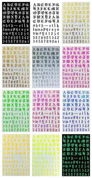 (2021) Holografski Pismo Nail Art Nalepke Stare angleške Abecede Nohte, Nalepke Samolepilna 3D Besede Gumiranem Znak Nail Art Nalepka
