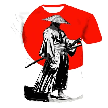 2021 Japonski Samuraj 3D printed majica s kratkimi rokavi Moški ženska Moda in Ženske T-shirt Kratek Rokav Harajuku Hip Hop Oblačila Ninja TeesTop
