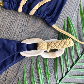 2021 kopalke ženske Ženske Seksi Pletenje vrvi Povodcem kopalke ženske High Cut kopalke Bikini Komplet seksi obleko za na plažo