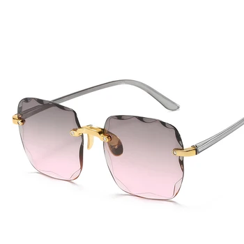 2021 Kvadratnih Rimless sončna Očala Ženske Luksuzne blagovne Znamke Oblikovalec Poletje Rdeča Očala Modna sončna očala Za Moške UV400 Odtenki Oculos