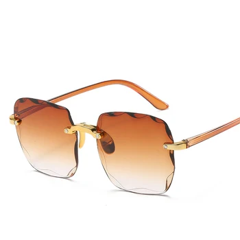 2021 Kvadratnih Rimless sončna Očala Ženske Luksuzne blagovne Znamke Oblikovalec Poletje Rdeča Očala Modna sončna očala Za Moške UV400 Odtenki Oculos
