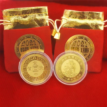 2021 Leto Ox Spominski Kovanec Za Srečo, Kitajska Trgovina S Spominki, Zbirateljskega Kovanca