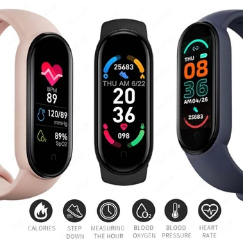 2021 M6 Pametne ročne Ure Moške, Ženske, Otroci Smartwatch Srčnega utripa Športna Fitnes Zapestnica Za iPhone Xiaomi Redmi Android ura