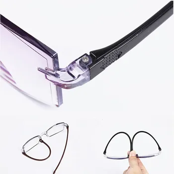 2021 Moški Ženske Rimless Obravnavi Očala Proti Modra Svetloba Bifocal Daleč V Bližini Povečava Očala Presbyopic Očala +150 +200