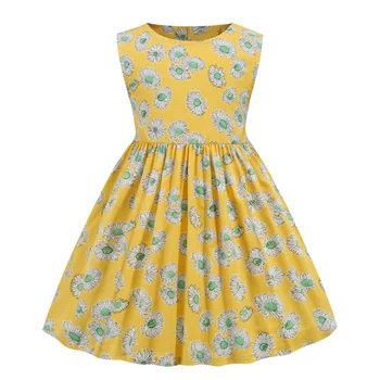 2021 Nov Prihod Poletja Dekleta Obleko Bombaž brez Rokavov otroška Oblačila Princesa Stranka Obleko Cvetlični Cvetlični Otroci, Oblačila Nositi