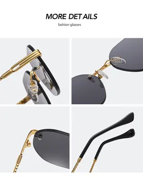 2021 Nova moda za moške kovinska sončna očala brez okvirjev trendy žensk majhen okvir gradient kovinski multicolor sončna očala Oculos De Sol