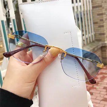 2021 Nova moda za moške kovinska sončna očala brez okvirjev trendy žensk majhen okvir gradient kovinski multicolor sončna očala Oculos De Sol