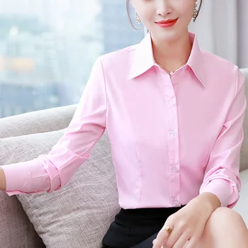 2021 Nove korejske Ženske Majice Bombaža Ženske Majice z Dolgimi Rokavi OL Belo Srajco Vrhovi Plus Velikost Ženske Osnovne