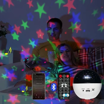 2021 Nove LED Zvezdnato Nebo Projektor Pisane Zvezdnato Nebo Galaxy Noč Svetlobe USB Predvajalnik Glasbe Zvezdnato Romantično Projekcija Lučka