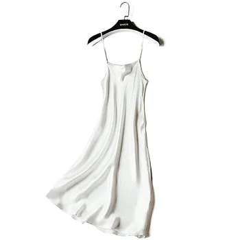 2021 Nove Svile Nightgown Nightdress Camisole Sleepwear Visoke Kakovosti Dolgo Poletje Mornarsko Modra Ohlapno Obleko Ženske Vroče Prodaja