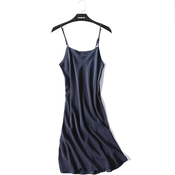2021 Nove Svile Nightgown Nightdress Camisole Sleepwear Visoke Kakovosti Dolgo Poletje Mornarsko Modra Ohlapno Obleko Ženske Vroče Prodaja