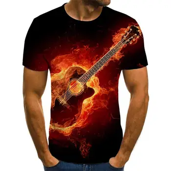2021 nove T-shirt za moške glasbe simbol T-shirt 3d kitara T-shirt majica tiskani Gotici anime oblačila, kratki rokavi T-shirt 110-6XL