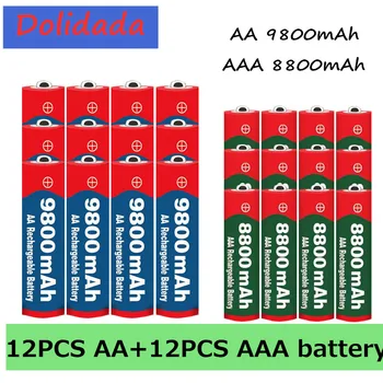 2021 Novo 1,5 V AA 9800 mAh+1,5 V AAA 8800 mAh Alkaline1.5V Baterija Za Uro Igrače baterijo Fotoaparata
