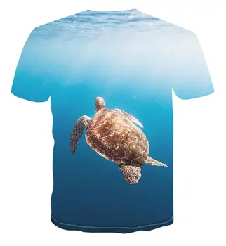 2021 novo osebnost 3D t-shirt za moške kratke rokav vrh 3D tiskanje poletje T-shirt želva moda risanka bel oblak krajine