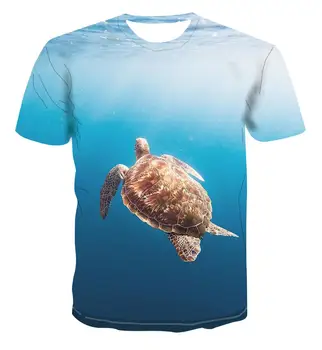 2021 novo osebnost 3D t-shirt za moške kratke rokav vrh 3D tiskanje poletje T-shirt želva moda risanka bel oblak krajine