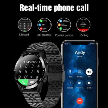 2021 Novo Poln krog, zaslon na dotik, Bluetooth klic Pametne ure mens EKG IP68 Vodotesen Šport Pametno Gledati za Android IOS Telefon