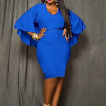 2021 Novo Slim Ženske Obleko Eleganten Modni Urad Dama V-Vratu Plašč Obleko Bodycon Haljo Stranka Halje Vestidos Afriške Obleke