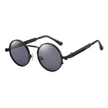 2021 Novo Vintage Krog Gothic Steampunk sončna Očala Moške, Ženske, Modno Oblikovanje Kovinski Okvir Ogledalo sončna Očala Za Moške UV400