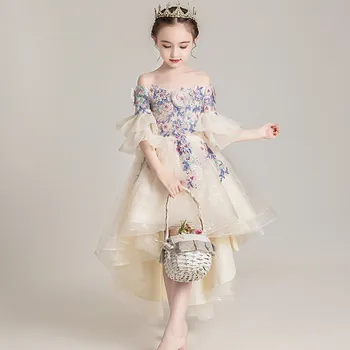 2021 Otroci Poročno Obleko za Dekleta Poletje Cvet Dekle, Princesa Til Obleke Najstnik Formalno Poroko Kažejo Stranka Pageant Žogo Obleke