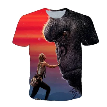 2021 Poletje Moda Fantje T-Shirt je Super Kul King Kong Otroci Oblačila 3D Tiskanja Priložnostne Vrhovi Za Dekleta Tee Otroka, T-Majica Kratek Rokav