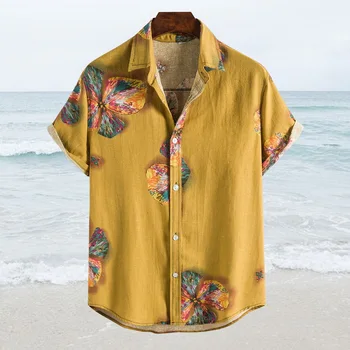 2021 Poletje Moda Mens Kratek Rokav Havajske Srajce Cvetlični Svoboden Vrečasta Priložnostne Tiskanja Plaži Majice, Vrhovi Za Moške Plus Velikost