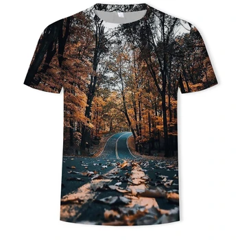 2021 Poletje Naravne Krajine 3D Tiskanje Novost Moda za Moške in Ženske T-Shirt Hip-Hop Street Priložnostne Dihanje T-Shirt