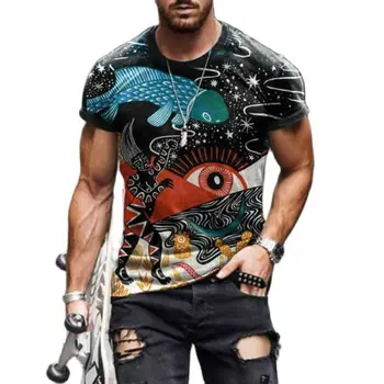 2021 poletje nova moda za moške in ženske navzkrižno vzorec tisk T-shirt priložnostne 3dt Elementi trendy ulica slog majica