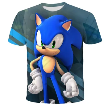 2021 Poletje Otroci Majice Sonic Fantje Dekleta Tee Nadzvočno Otrok 3D Tiskanih Vrhovi Otrok Baby Priložnostne Kratek Rokav Obleke