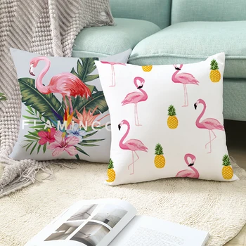 2021 Poletje Tropske Rastline, Flamingo Dekorativne Prevleke Zeleni Listi, Vrgel Blazino Primeru Flamingo Stranka DIY Dekor Blazino Pokrov