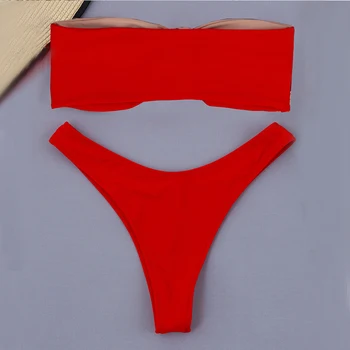 2021 Seksi Bikini brez naramnic Ženske Kopalke Dva Kosa Kopalke Visoko Pasu Bikini Komplet Nov Ženski Brazilski kopalke Plažo