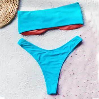 2021 Seksi Bikini brez naramnic Ženske Kopalke Dva Kosa Kopalke Visoko Pasu Bikini Komplet Nov Ženski Brazilski kopalke Plažo
