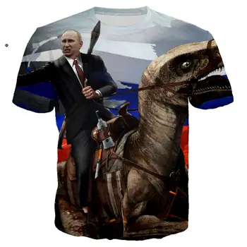 2021 Smešno Rusija Predsednik Putin 3D Print Majica s kratkimi rokavi Moški/Ženske Hiphop Tee Tshirt Poletje Hipster Fant T-shirt Obleko Prevelik Vrhovi