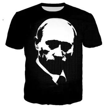 2021 Smešno Rusija Predsednik Putin 3D Print Majica s kratkimi rokavi Moški/Ženske Hiphop Tee Tshirt Poletje Hipster Fant T-shirt Obleko Prevelik Vrhovi