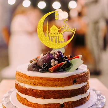 2021 Zlato Eid Mubarak Torta Dekor Ramadana Kareem CakeTopper Muslimanskih Islamske Cupcake Dec Eid AL Adha Darila Eid Stranka Dekor Za Dom