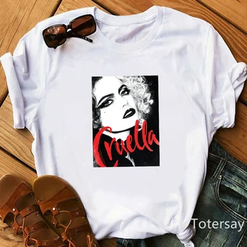 2021 Ženske T Srajce Cruella De Vil Psi Graphic T-shirt Ženska Oblačila Modi Smešno T shirt Poletje Vrhovi Priložnostne Preobsežne