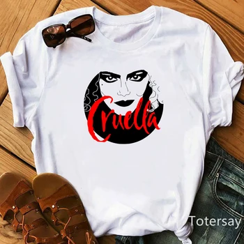 2021 Ženske T Srajce Cruella De Vil Psi Graphic T-shirt Ženska Oblačila Modi Smešno T shirt Poletje Vrhovi Priložnostne Preobsežne