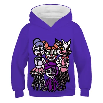 2021new 4-14y otroški pulover s kapuco 3D Tiskanja Fnaf Vzorec Živali Za Fante Dekle Otroci Risanka Spomladi in Jeseni Smešno O-Vratu Oblačila