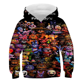 2021new 4-14y otroški pulover s kapuco 3D Tiskanja Fnaf Vzorec Živali Za Fante Dekle Otroci Risanka Spomladi in Jeseni Smešno O-Vratu Oblačila