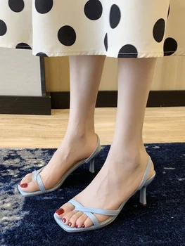 2021Sexy Peep Toe svate Čevlji za Ženske Čevlje Poletne Sandale Tanke Pete Votlih Ven v Visokih Petah Ženske Črpalke Modni Čevlji